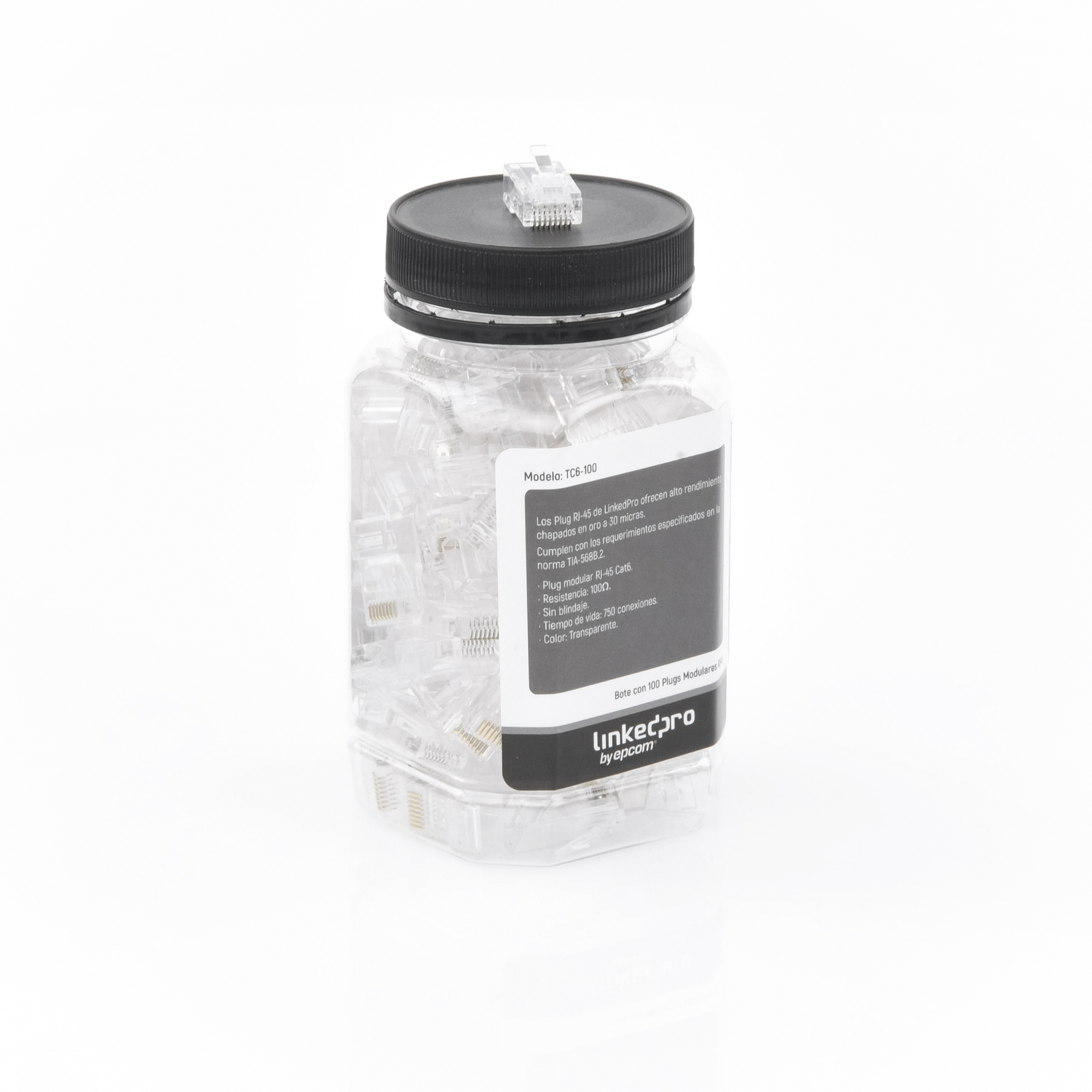 Bote con 100 Piezas de Plug RJ45 Cat6 sin Blindaje Chapado en Oro 30 Micras | TC6-100 - SILYMX
