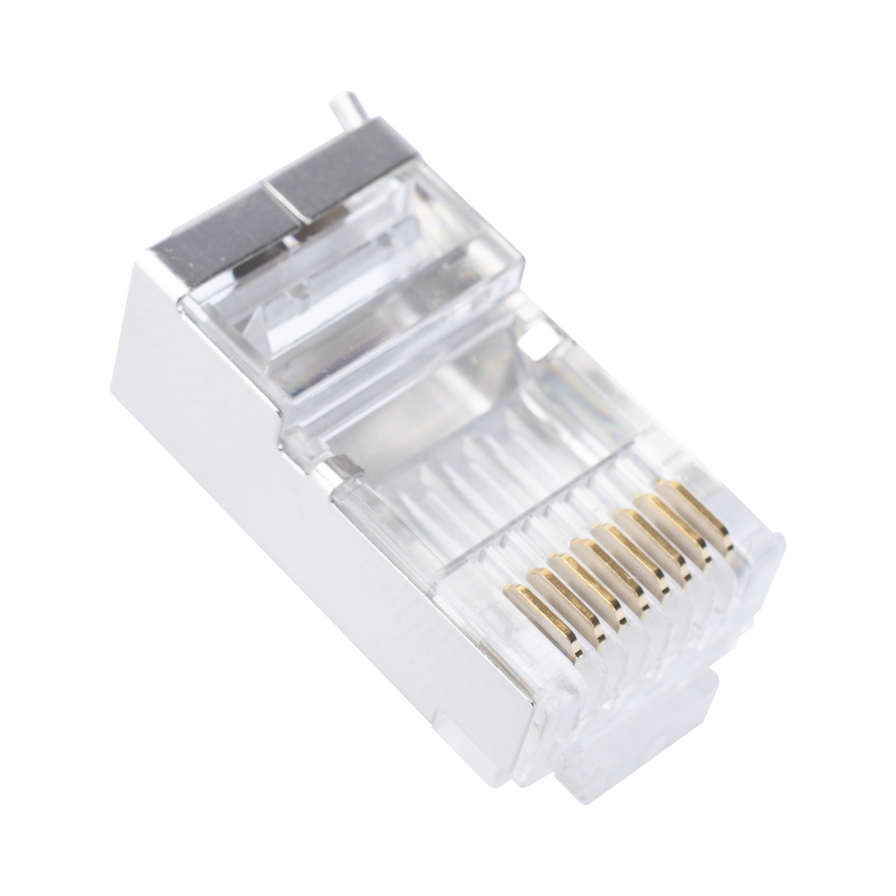 Bote con 100 Piezas de Plug Modular RJ45 Cat6 blindado con pin de tierra chapado de oro a 30 micras para durabilidad extrema - SILYMX