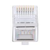 Bote con 100 Plugs Pass through RJ45 Cat6 BLINDADO chapado de oro a 30 micras para durabilidad extrema TC6S-PASS - SILYMX