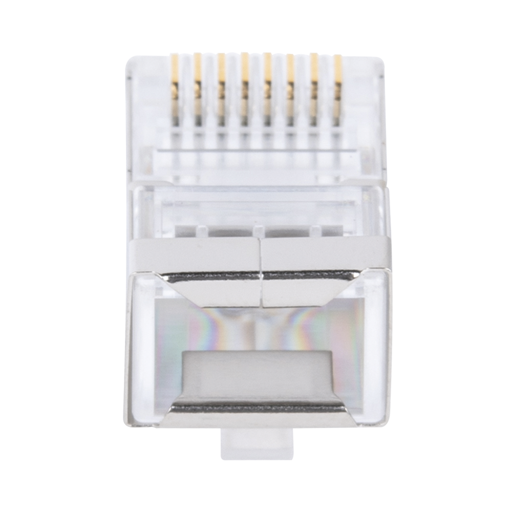 Bote con 100 Plugs Pass through RJ45 Cat6 BLINDADO chapado de oro a 30 micras para durabilidad extrema TC6S-PASS - SILYMX