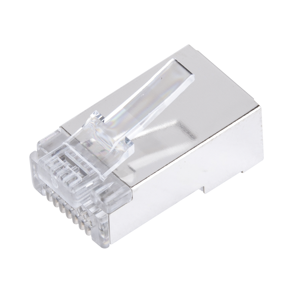 Bote con 100 Plugs Pass through RJ45 Cat6 BLINDADO chapado de oro a 30 micras para durabilidad extrema TC6S-PASS - SILYMX