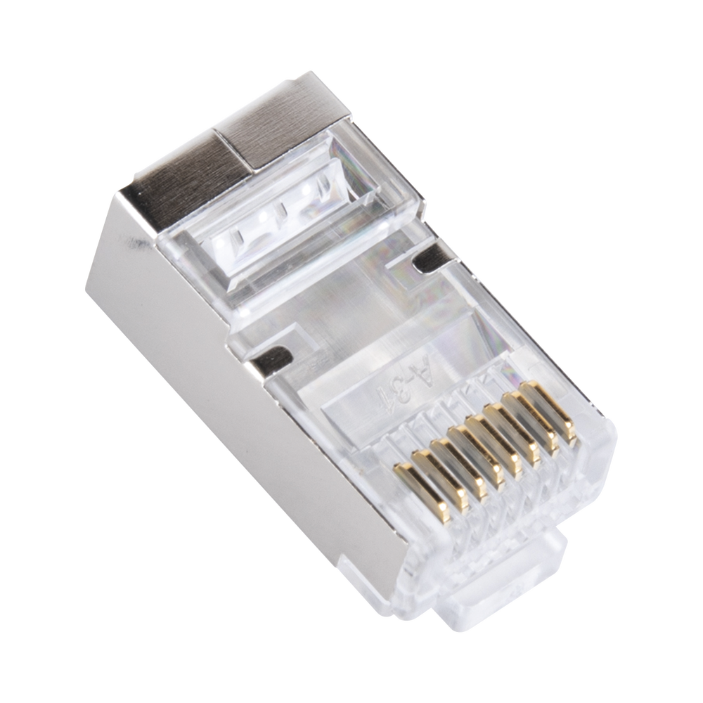Bote con 100 Plugs Pass through RJ45 Cat6 BLINDADO chapado de oro a 30 micras para durabilidad extrema TC6S-PASS - SILYMX