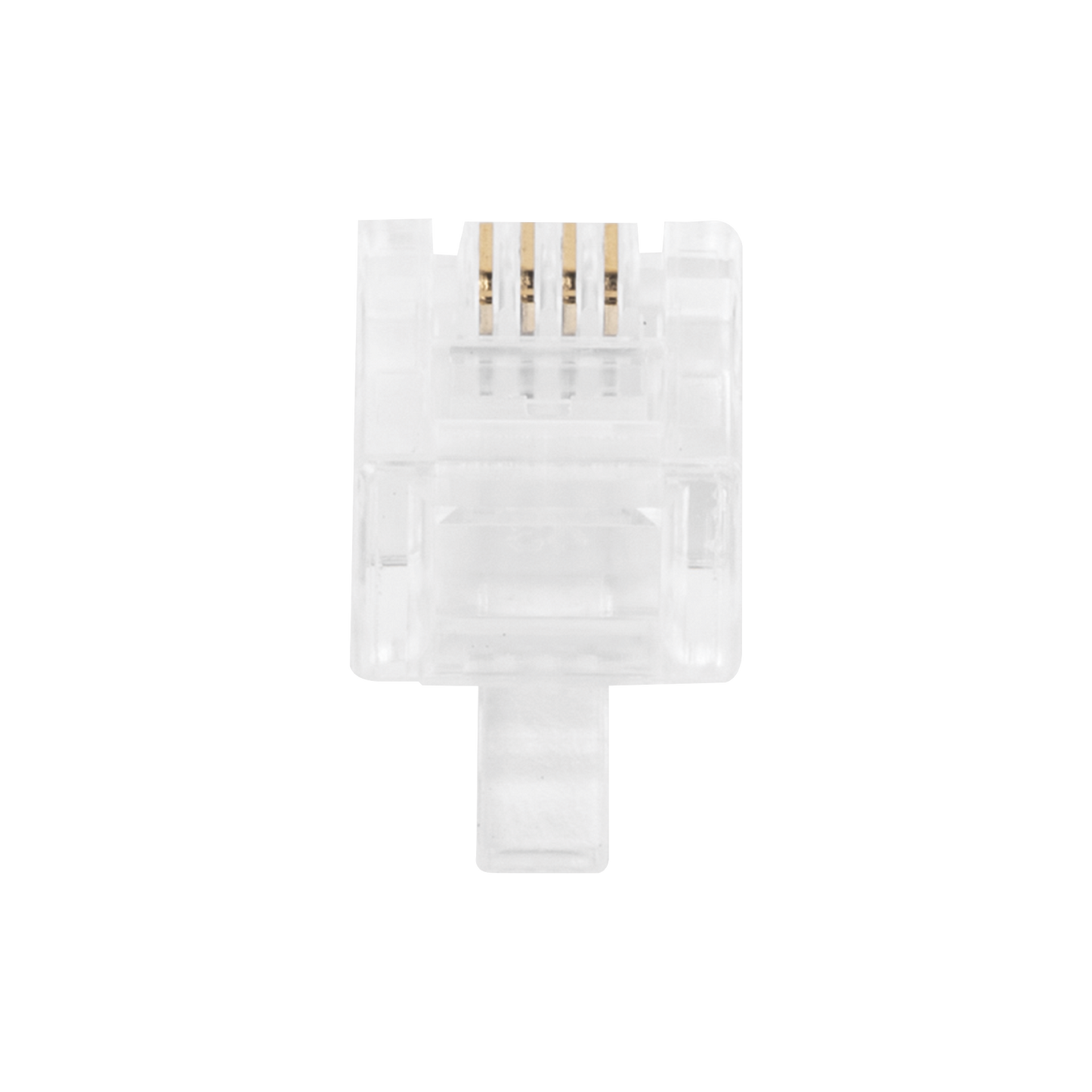 Plug Modular RJ11 LINKEDPRO TCRJ11-100 · Bote 100 Piezas · 4 Contactos · Chapado en Oro 50 Micras - SILYMX
