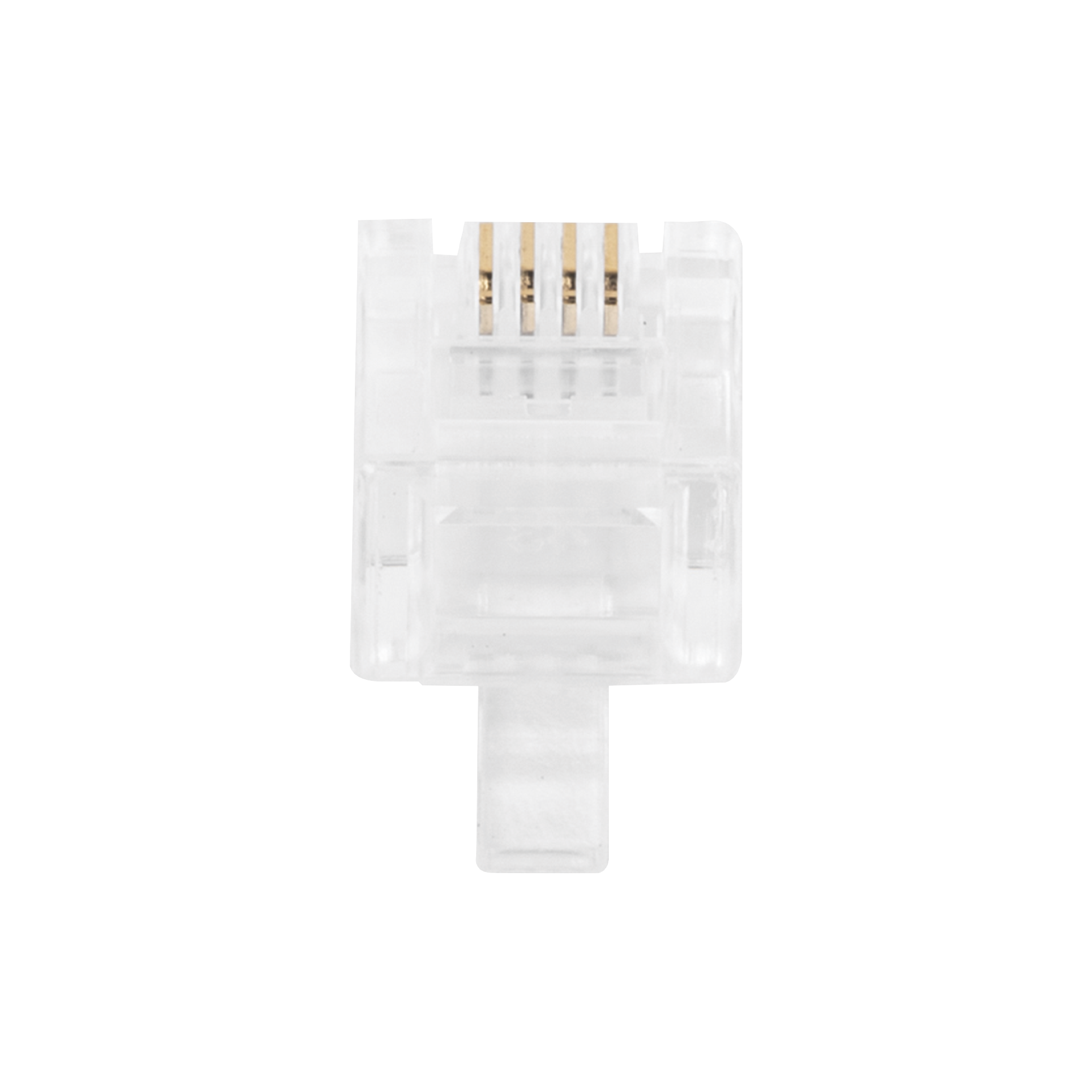 Plug Modular RJ11 LINKEDPRO TCRJ11-100 · Bote 100 Piezas · 4 Contactos · Chapado en Oro 50 Micras - SILYMX