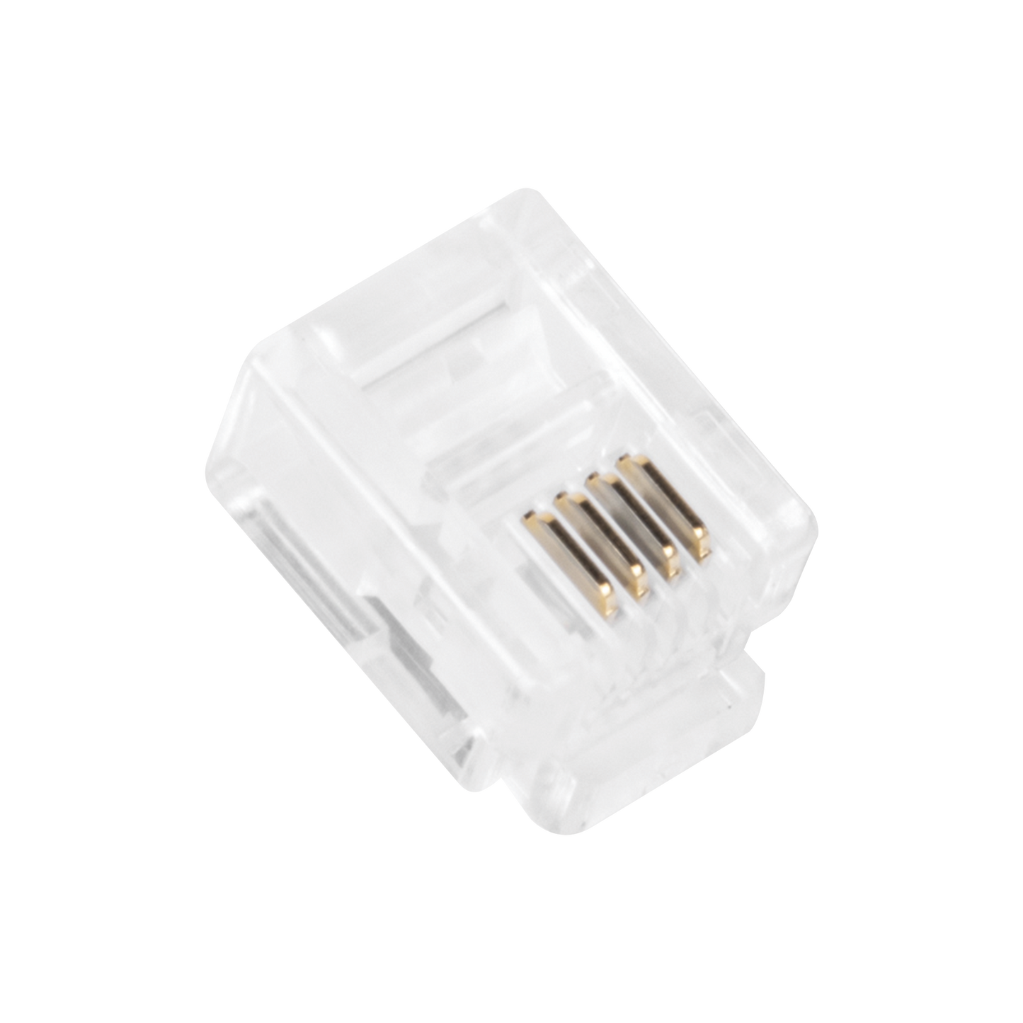 Plug Modular RJ11 LINKEDPRO TCRJ11-100 · Bote 100 Piezas · 4 Contactos · Chapado en Oro 50 Micras - SILYMX