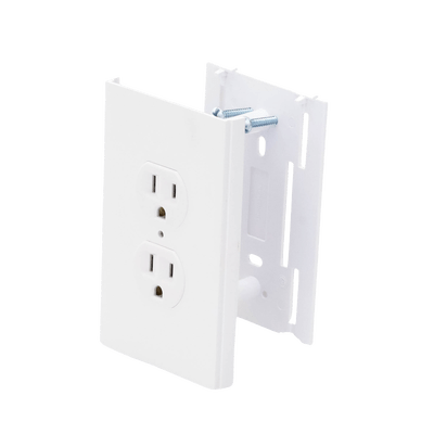 Contacto eléctrico doble soporte y tapa color blanco de PVC auto extinguible TEK-100-DUPLEX - SILYMX