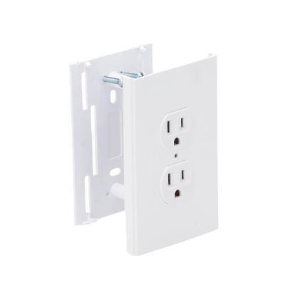 Contacto eléctrico doble soporte y tapa color blanco de PVC auto extinguible TEK-100-DUPLEX - SILYMX