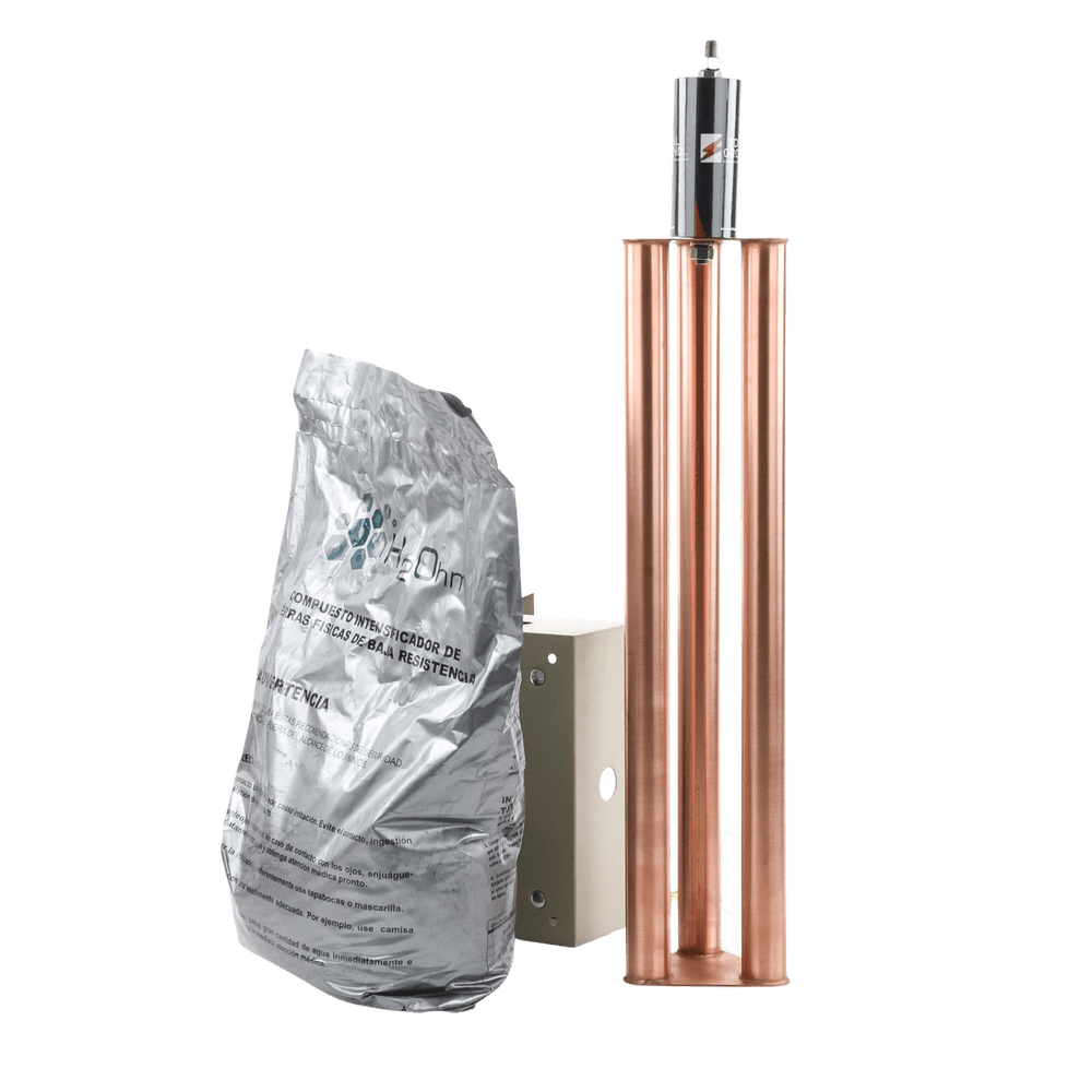 Kit De Puesta A Tierra De 100 Amperes Con Electrodo, Filtro, Acoplador Y Compuesto H2Ohm. TG-100K - SILYMX