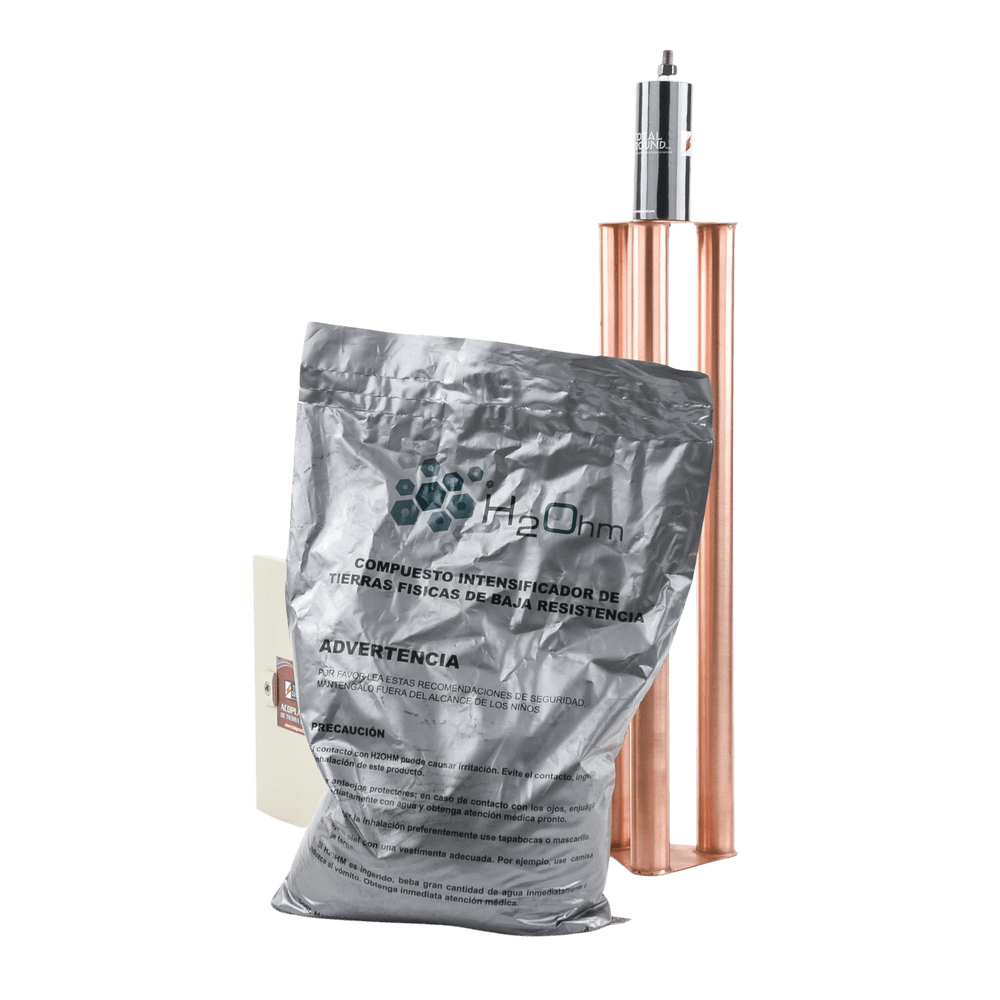 Kit De Puesta A Tierra De 100 Amperes Con Electrodo, Filtro, Acoplador Y Compuesto H2Ohm. TG-100K - SILYMX