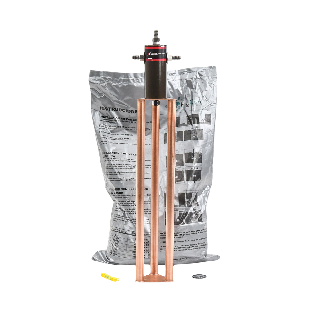 Kit de tierra fisica TOTAL GROUND 45 A con Electrodo, Filtro y Compuesto H2Ohm TG-45AB - SILYMX