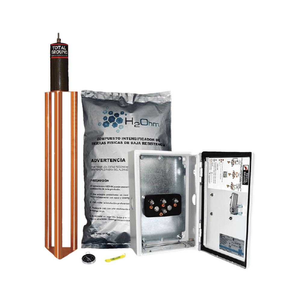 Kit de puesta a tierra de 45 A con Electrodo, Filtro, Acoplador y Compuesto H2Ohm TG-45K - SILYMX