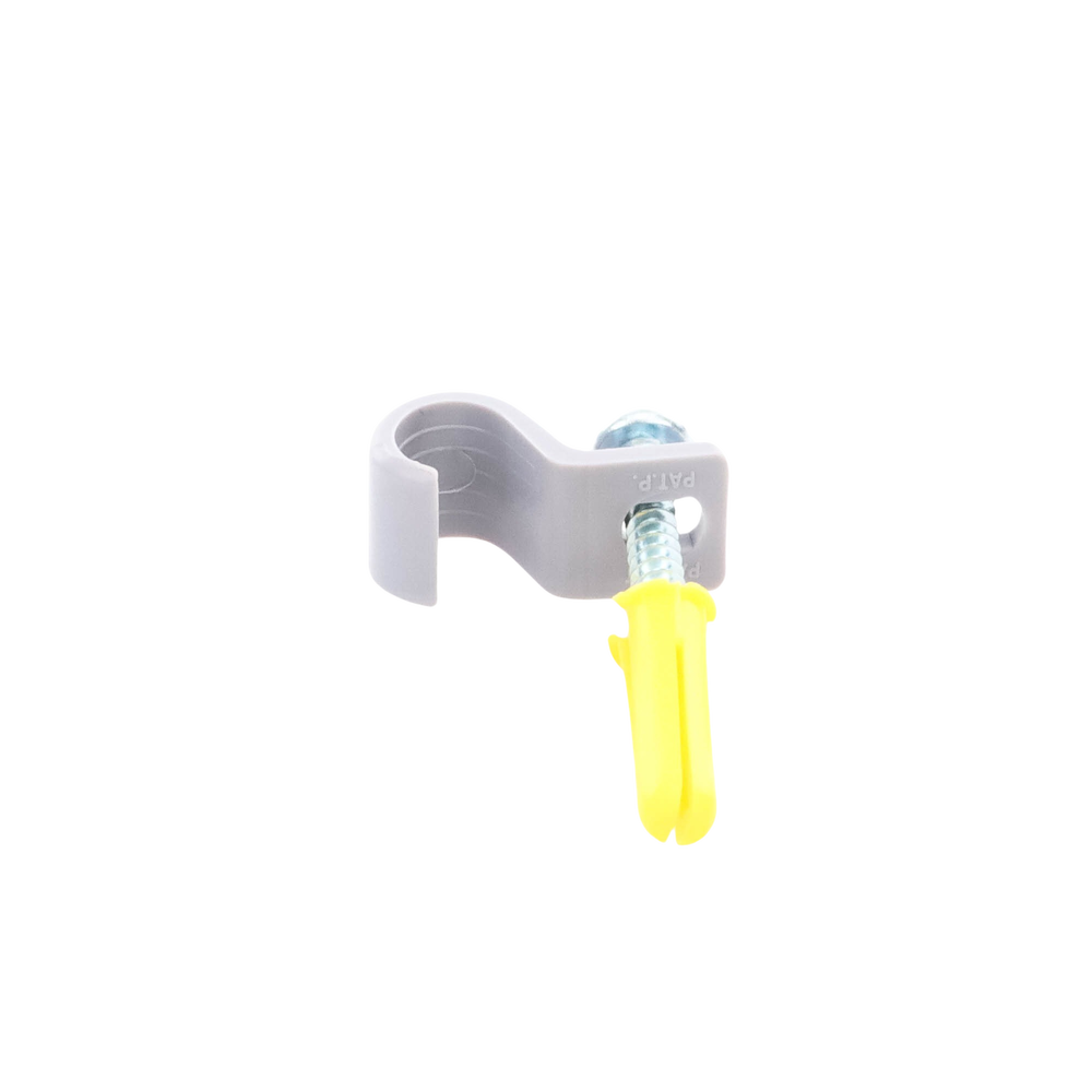 Kit de 12 grapas 12 taquetes y 12 tornillos para sujetar conductores redondos o tubo en muro 2103-07240 TK-1014 - SILYMX