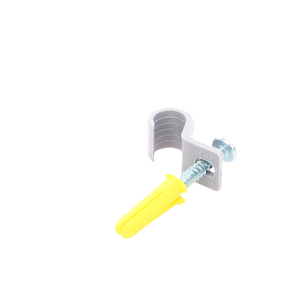 Kit de 12 grapas 12 taquetes y 12 tornillos para sujetar conductores redondos o tubo en muro 2103-07240 TK-1014 - SILYMX