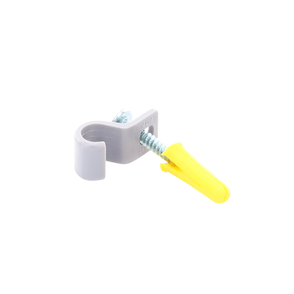 Kit de 12 grapas 12 taquetes y 12 tornillos para sujetar conductores redondos o tubo en muro 2103-07240 TK-1014 - SILYMX