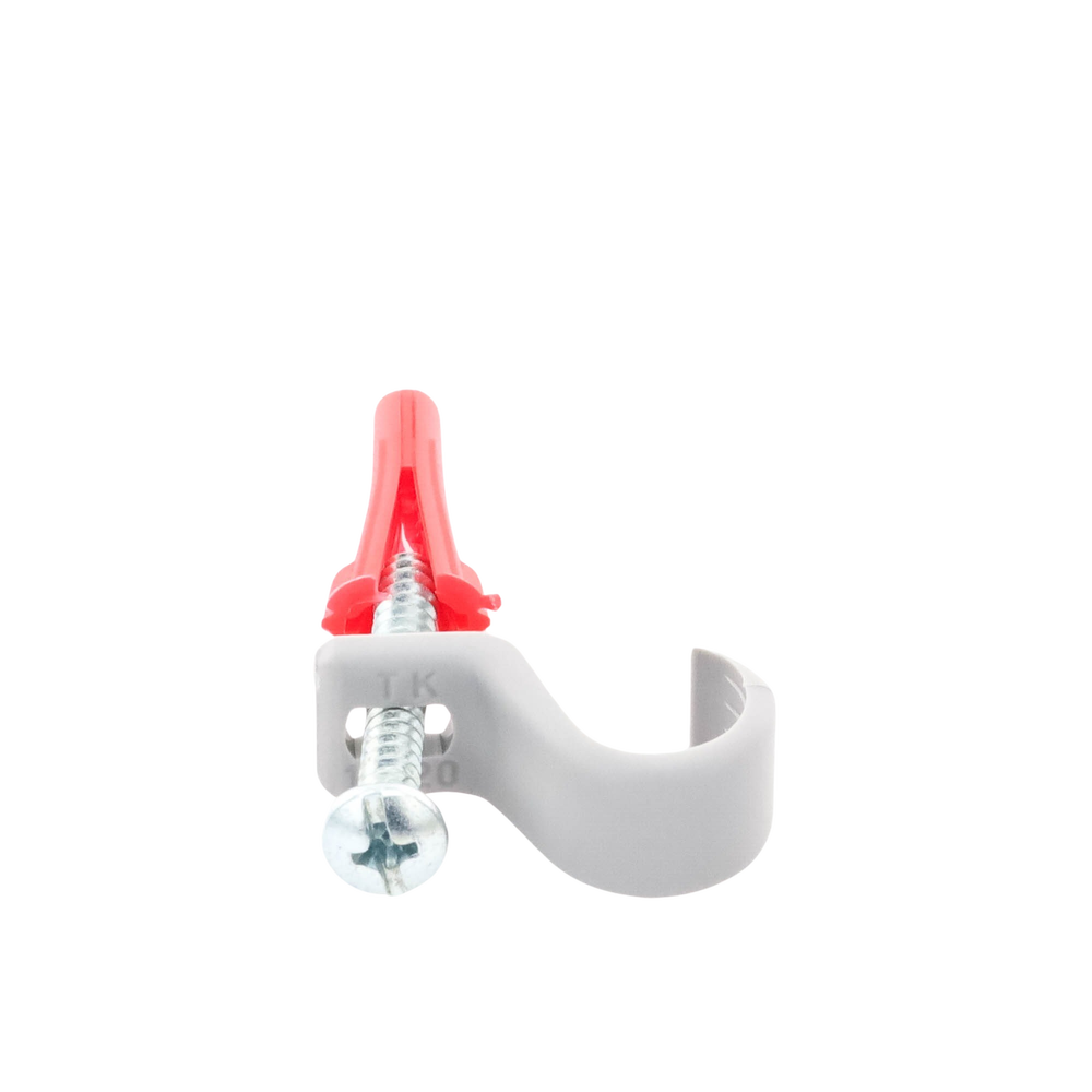 Kit de 8 grapas 8 taquetes y 8 tornillos para sujetar conductores redondos o tubo en muro TK-1420 - SILYMX