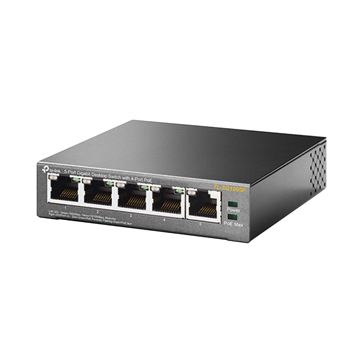 Switch Escritorio No Administrable de 5 puertos 10/100/1000 Mbps Con 4 puertos PoE 802.3af/at de hasta 65 W PoE Extendido hasta 250 metros TL-SG1005P