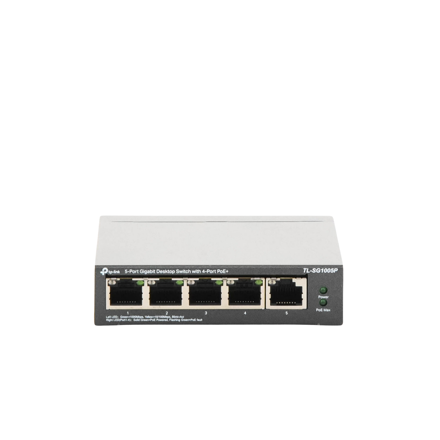 Switch Escritorio No Administrable de 5 puertos 10/100/1000 Mbps Con 4 puertos PoE 802.3af/at de hasta 65 W PoE Extendido hasta 250 metros TL-SG1005P