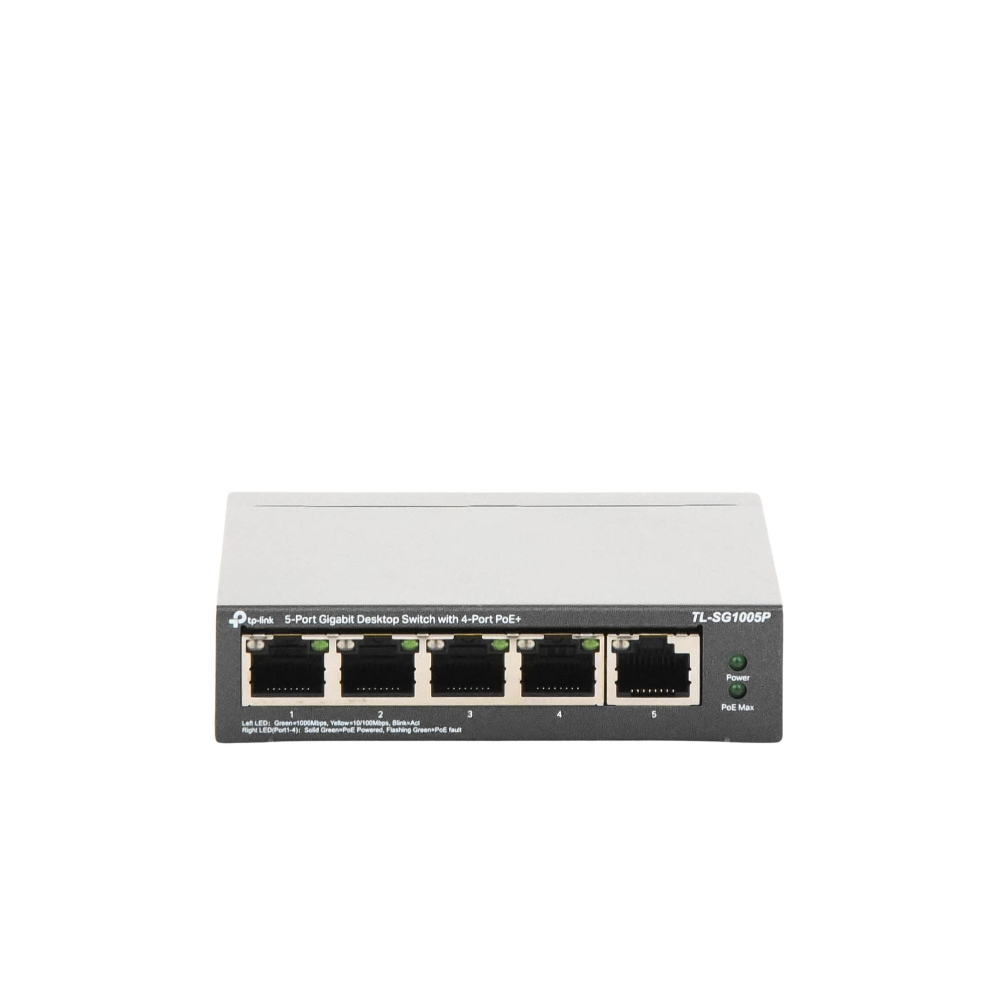Switch Escritorio No Administrable de 5 puertos 10/100/1000 Mbps Con 4 puertos PoE 802.3af/at de hasta 65 W PoE Extendido hasta 250 metros TL-SG1005P