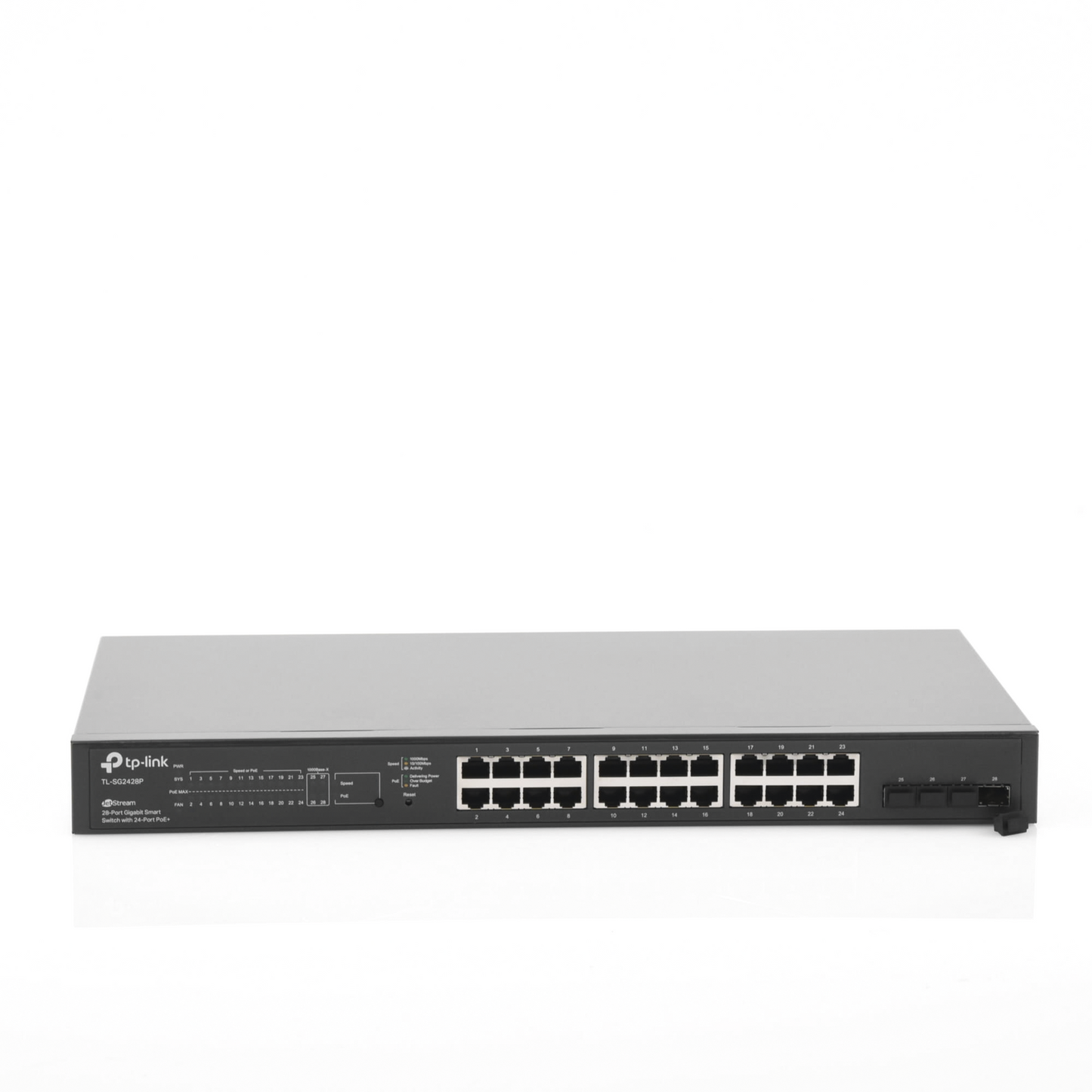 Switch Smart Gigabit JetStream de 24 Puertos PoE+ y 4 Ranuras SFP | TP-LINK TL-SG2428P - SILYMX