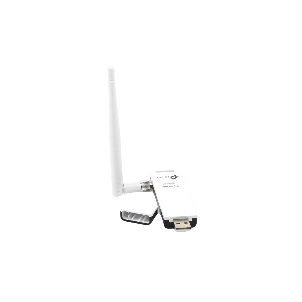 Adaptador Wi-Fi TPLink USB inalámbrico de alta ganancia N 150 Mbps 2.4 GHz con 1 antena desmontable de 4dBi TL-WN722N - SILYMX