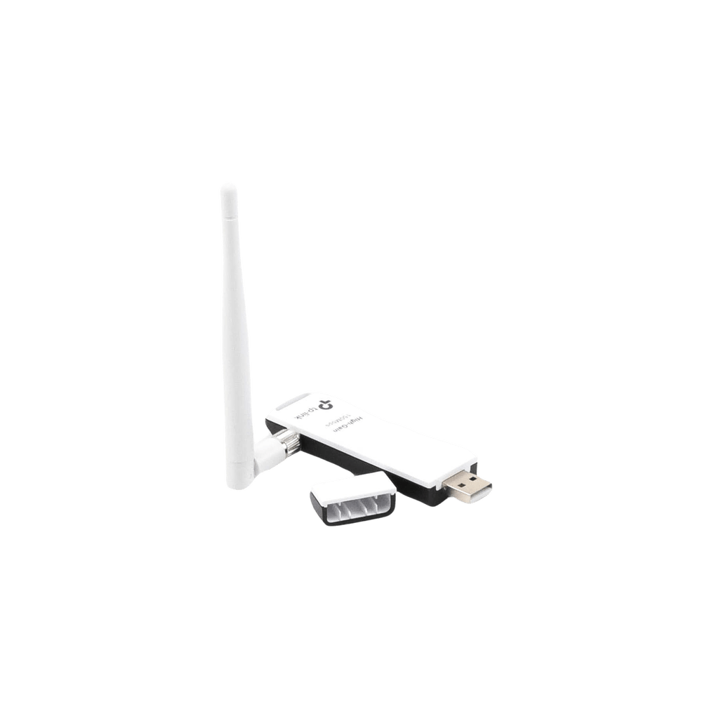 Adaptador Wi-Fi TPLink USB inalámbrico de alta ganancia N 150 Mbps 2.4 GHz con 1 antena desmontable de 4dBi TL-WN722N - SILYMX