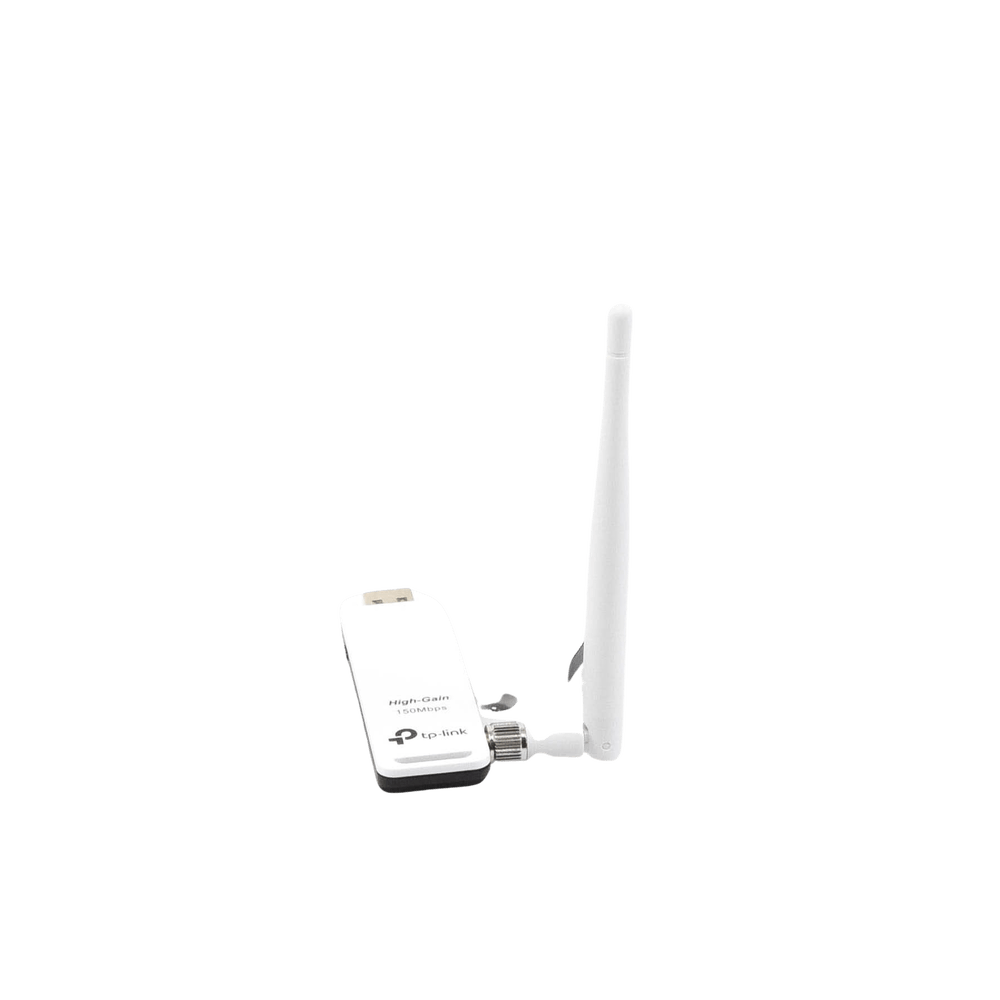 Adaptador Wi-Fi TPLink USB inalámbrico de alta ganancia N 150 Mbps 2.4 GHz con 1 antena desmontable de 4dBi TL-WN722N - SILYMX