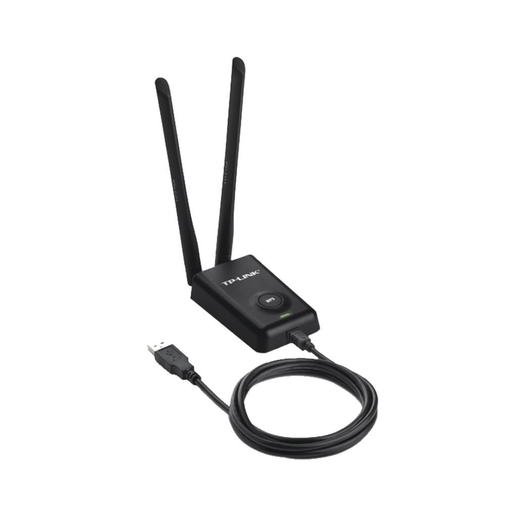 Adaptador de alta potencia USB inalámbrico N 300 Mbps 2.4 GHz con 2 antenas externas de 5 dBi - SILYMX