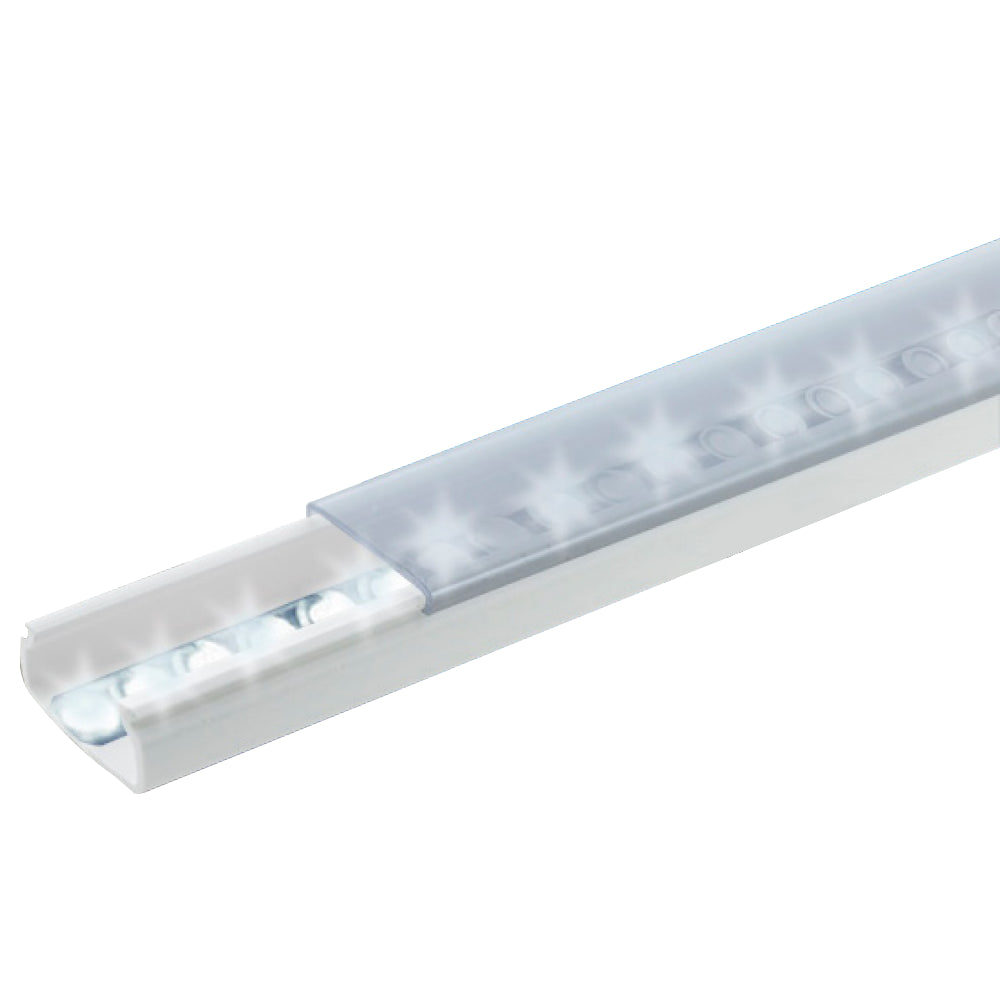 Canaleta para tira LED con tapa transparente de PVC Difusor ideal para colocar iluminación 20 x 10mm 1.53 m con cinta Autoadherible TMK-1020-TP2
