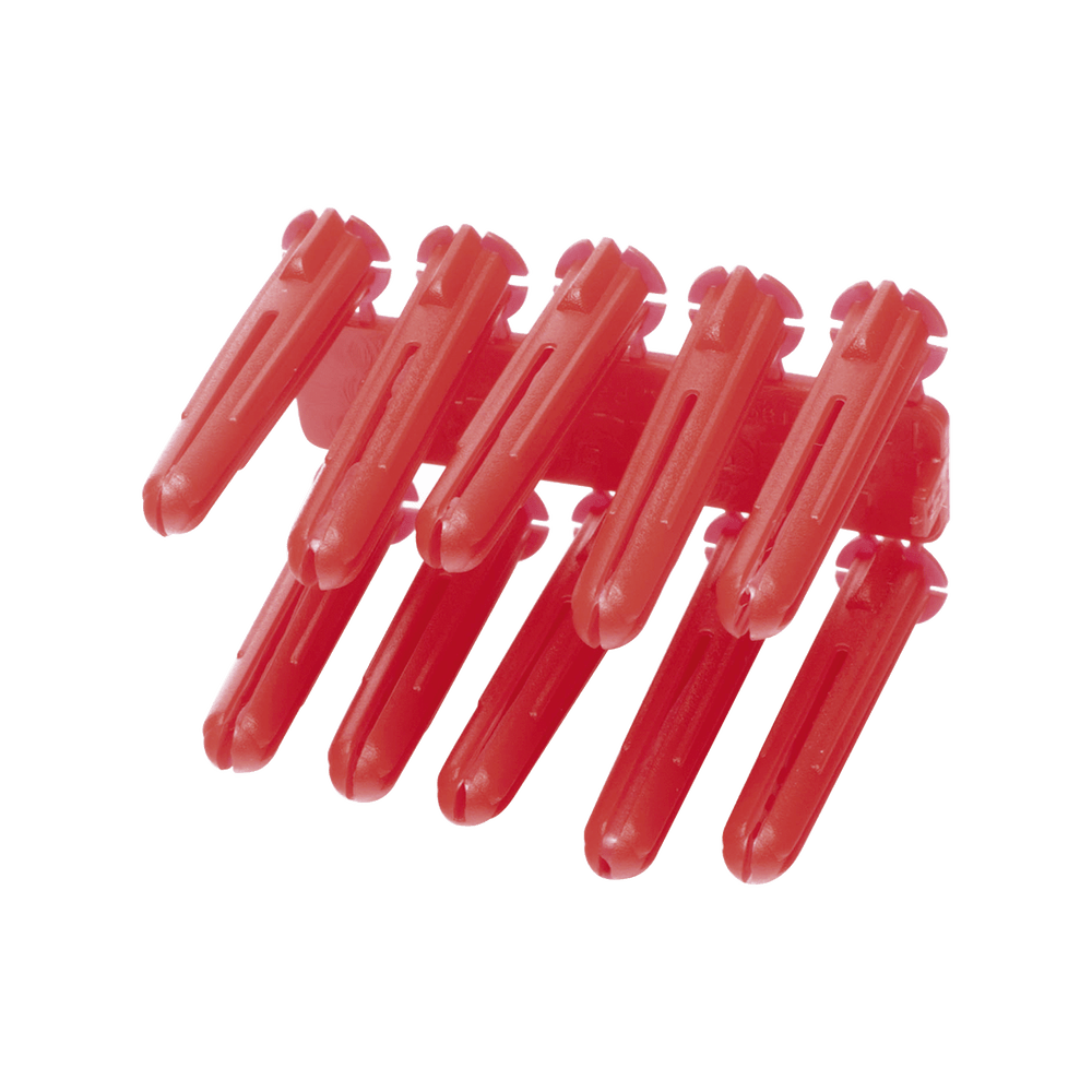Taquete rojo de 1/4 plástico (100 pzas) para fijar objetos con tornillo en muros y techos de concreto, compatible con tornillo TH10X de 10 x 1 1/2" - SILYMX