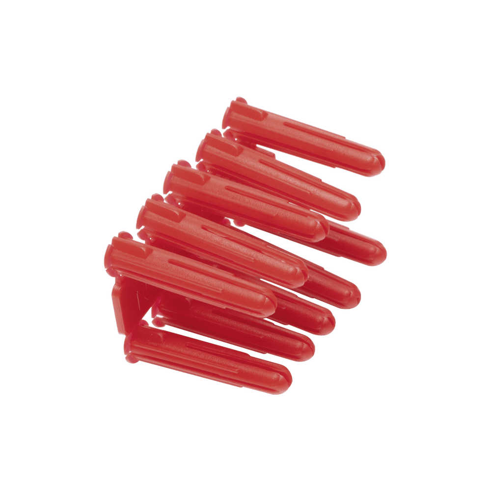 Taquete rojo de 1/4 plástico (100 pzas) para fijar objetos con tornillo en muros y techos de concreto, compatible con tornillo TH10X de 10 x 1 1/2" - SILYMX