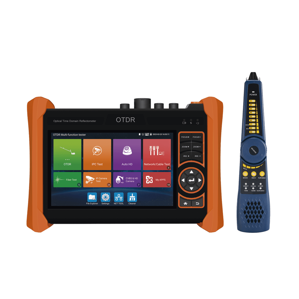 Probador de Vídeo OTDR Pantalla LCD de 7" IP ONVIF 8MP TVI 8MP CVI 8MP AHD SDI EX‐SDI Cable TDR Prueba de Red de Fibra Óptica TPTURBO4KOTDR - SILYMX