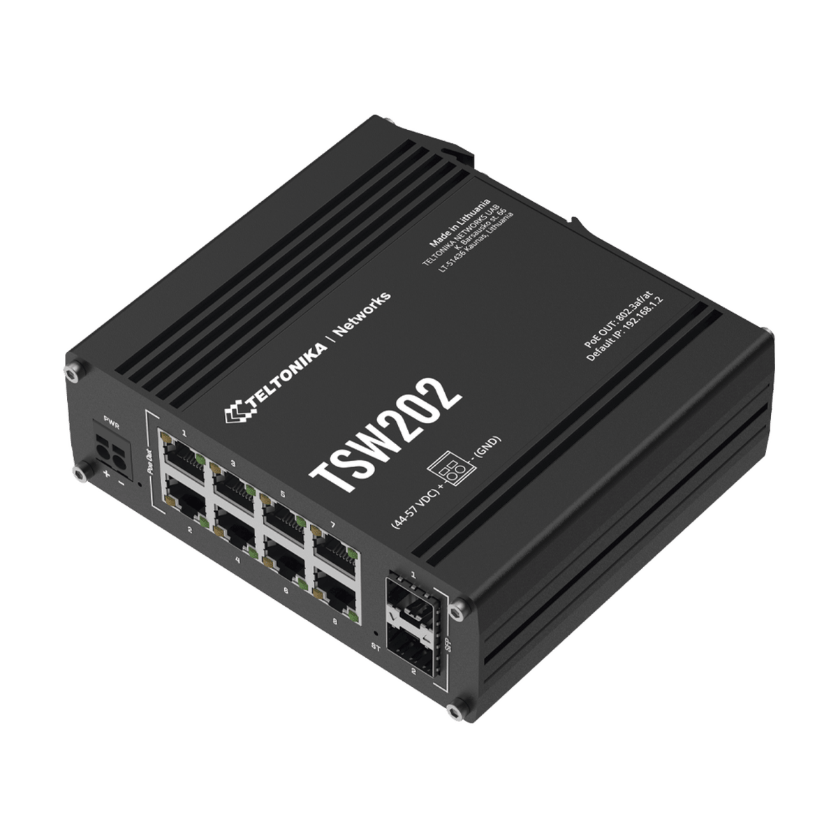 SwitchesTELTONIKATSW202Switch Industrial Administrable L2 Teltonika TSW202 · 8 Puertos PoE+ · 2 SFP · Profinet Clase B · - 40°C a 75°C - SILYMX