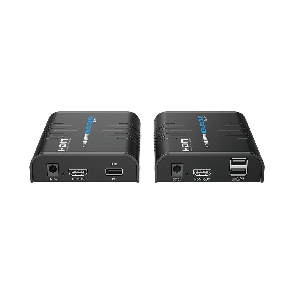 Kit extensor KVM (HDMI y USB) hasta 120 metros Soporta STP y UTP CAT5/5E/6 / Soporta Switch Gigabit para control KVM múltiple / Soporta hasta 253 receptores / Transmite el Video y Controla tu DVR vía USB - SILYMX