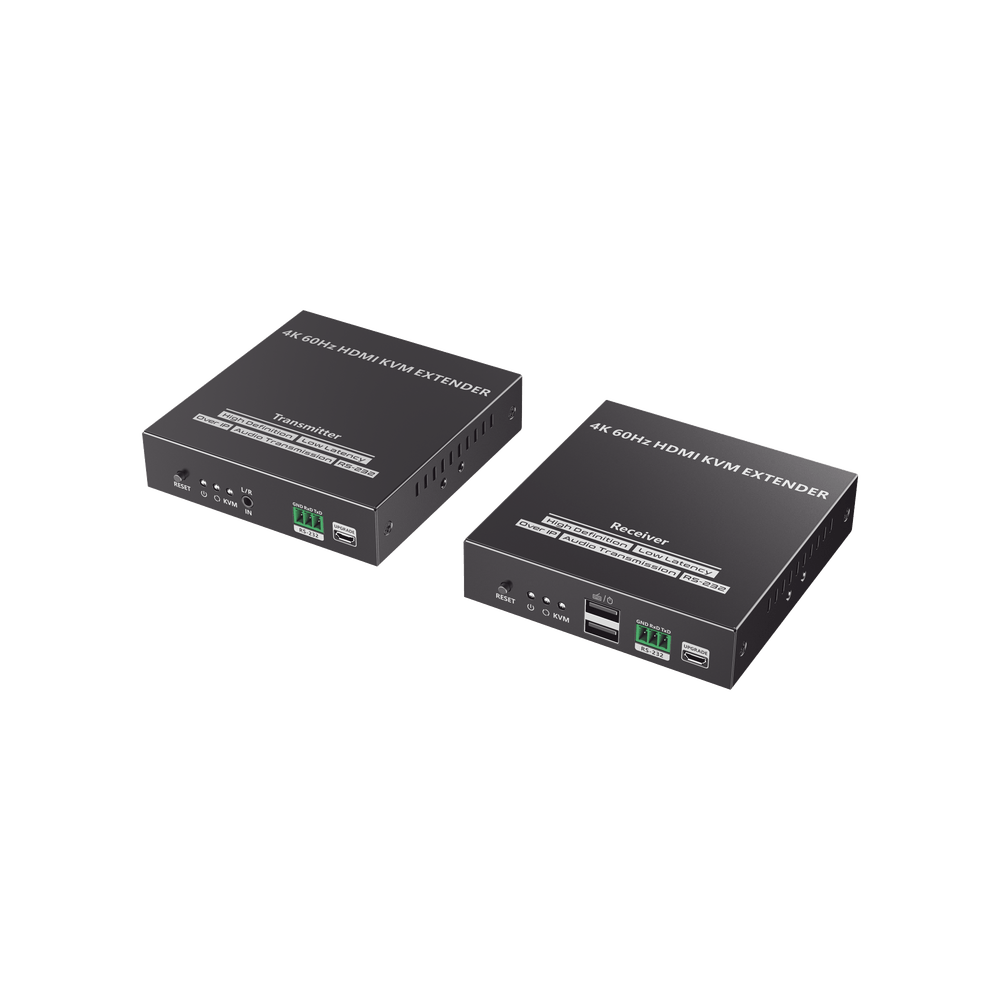 Kit Extensor KVM HDMI y USB hasta 120 metros Transmite el Video y Controla tu DVR vía USB a distancia Soporta resolución 4K 60Hz Cat 6, 6a y 7 Salida Loop en el Tx para visualización local TT582KVM - SILYMX
