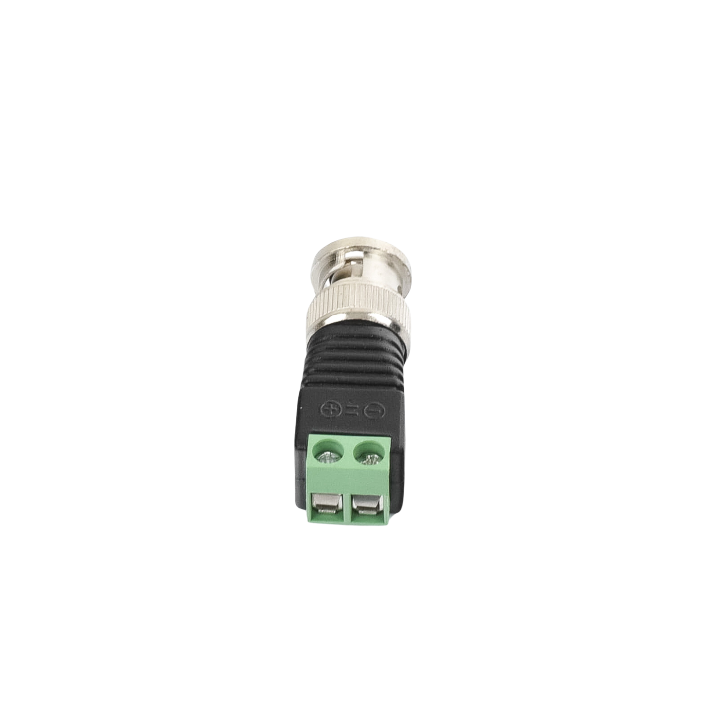 Adaptador de conector BNC macho a 2 terminales-tornillo para cables AWG-26-14, en aplicaciones CCTV, Níquel/ Oro/ PTFE y PVC TT-RG-17 - SILYMX