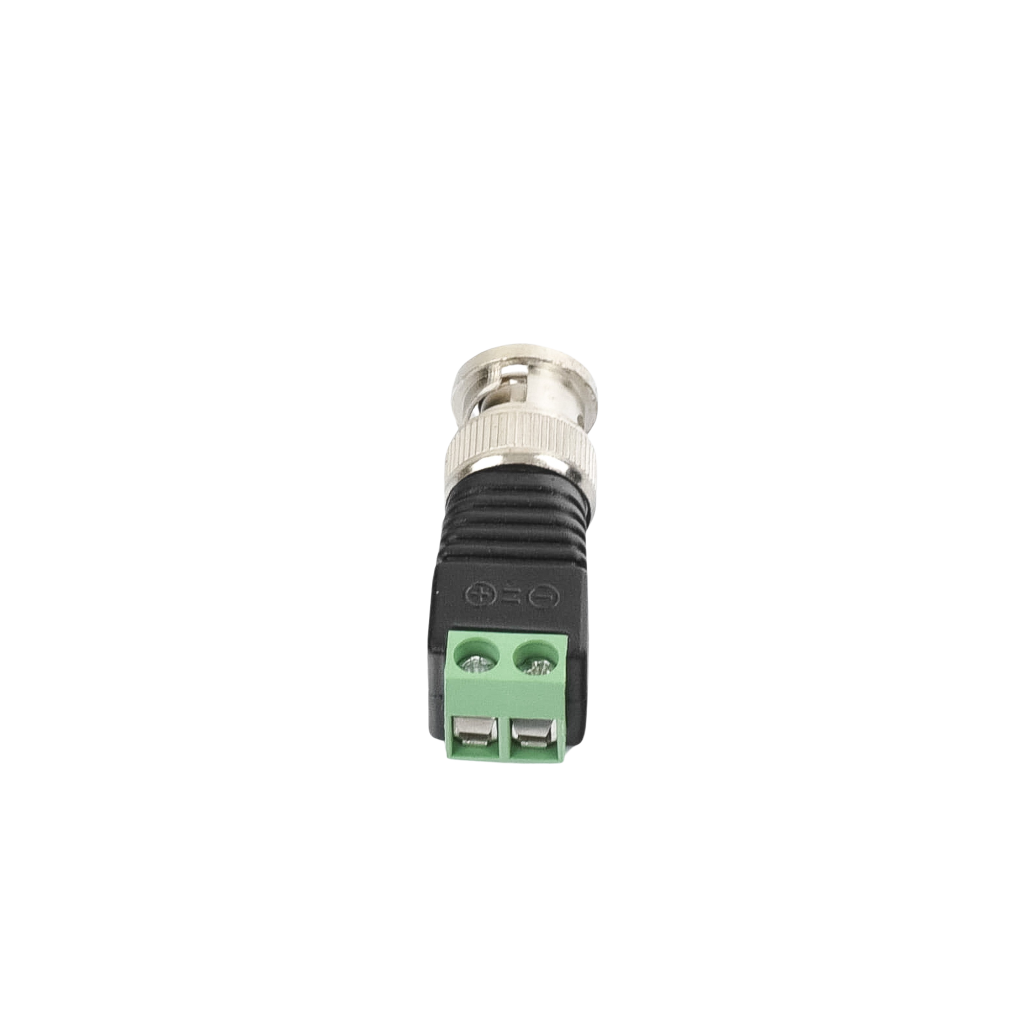 Adaptador de conector BNC macho a 2 terminales-tornillo para cables AWG-26-14, en aplicaciones CCTV, Níquel/ Oro/ PTFE y PVC TT-RG-17 - SILYMX