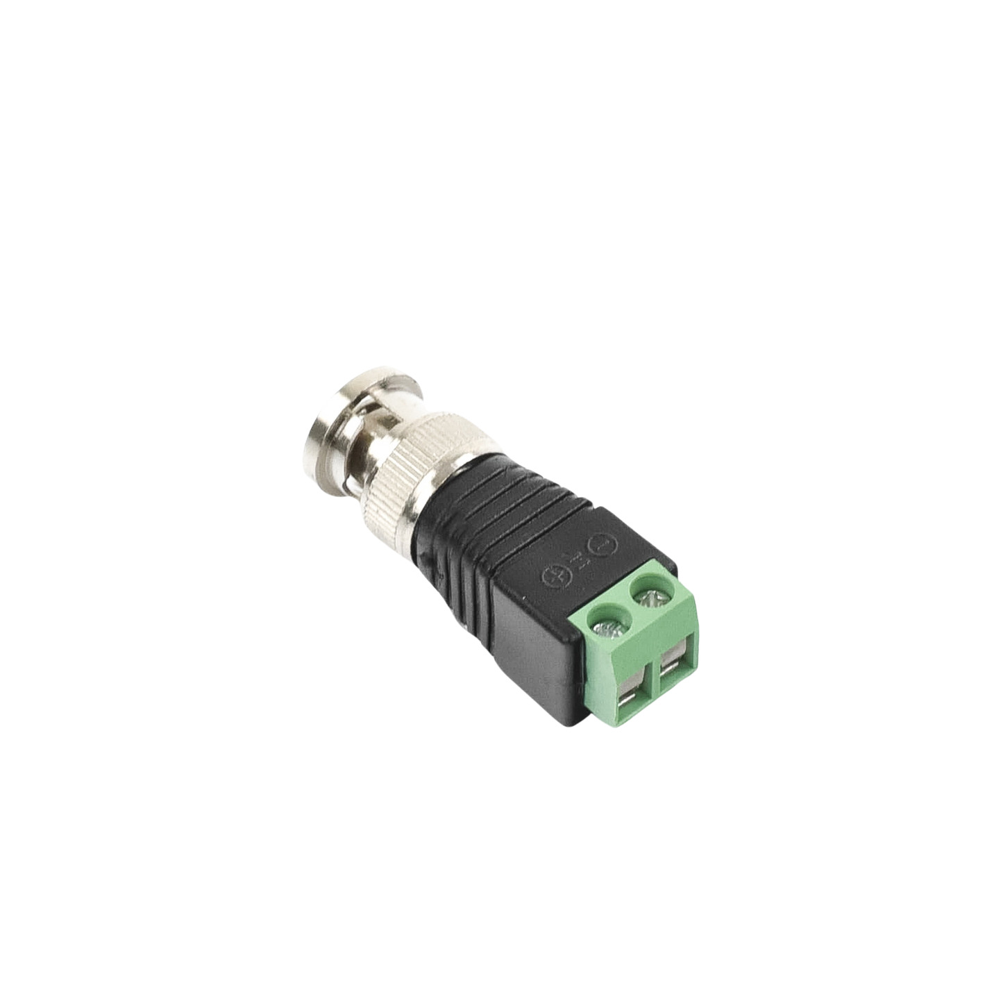 Adaptador de conector BNC macho a 2 terminales-tornillo para cables AWG-26-14, en aplicaciones CCTV, Níquel/ Oro/ PTFE y PVC TT-RG-17 - SILYMX