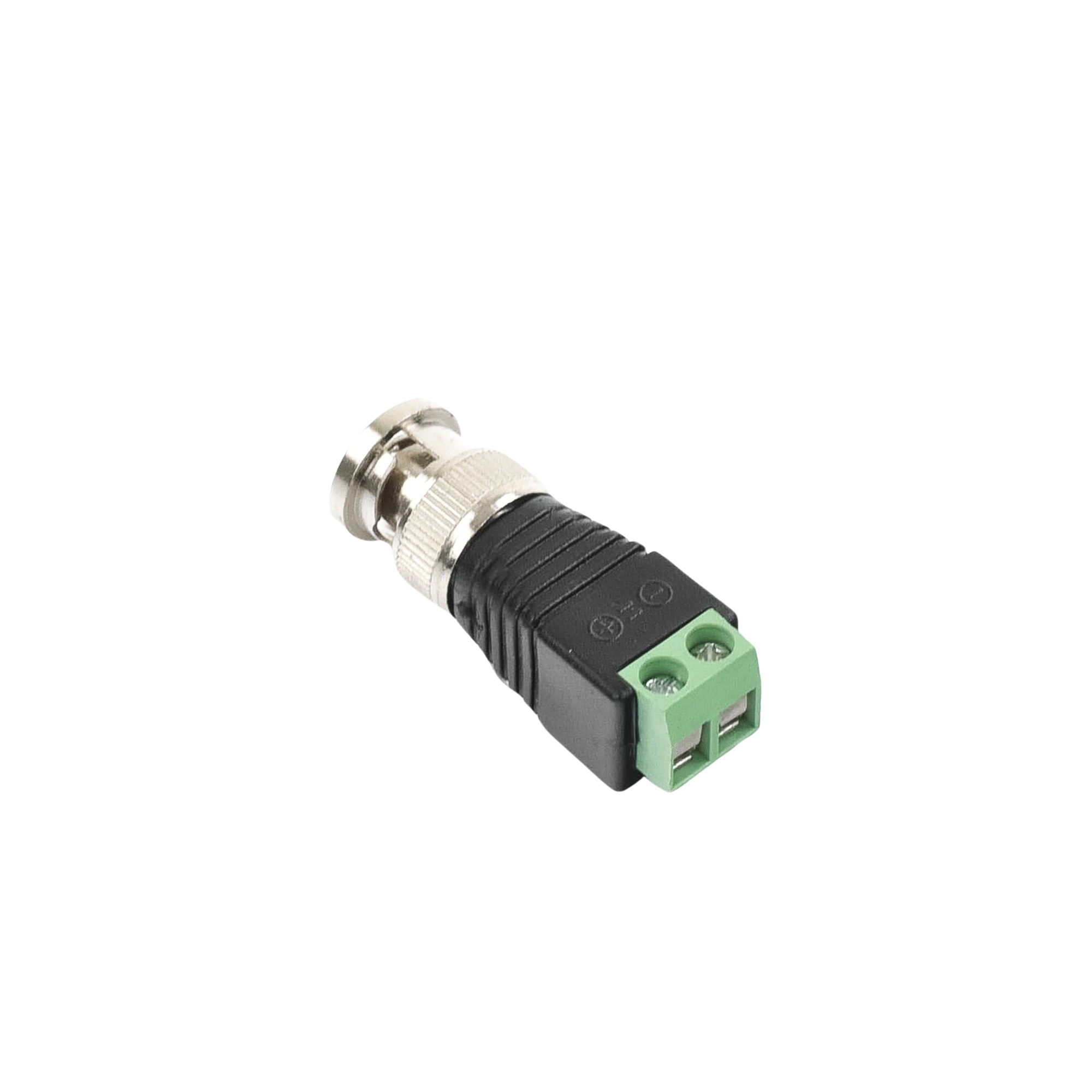 Adaptador de conector BNC macho a 2 terminales-tornillo para cables AWG-26-14, en aplicaciones CCTV, Níquel/ Oro/ PTFE y PVC TT-RG-17 - SILYMX