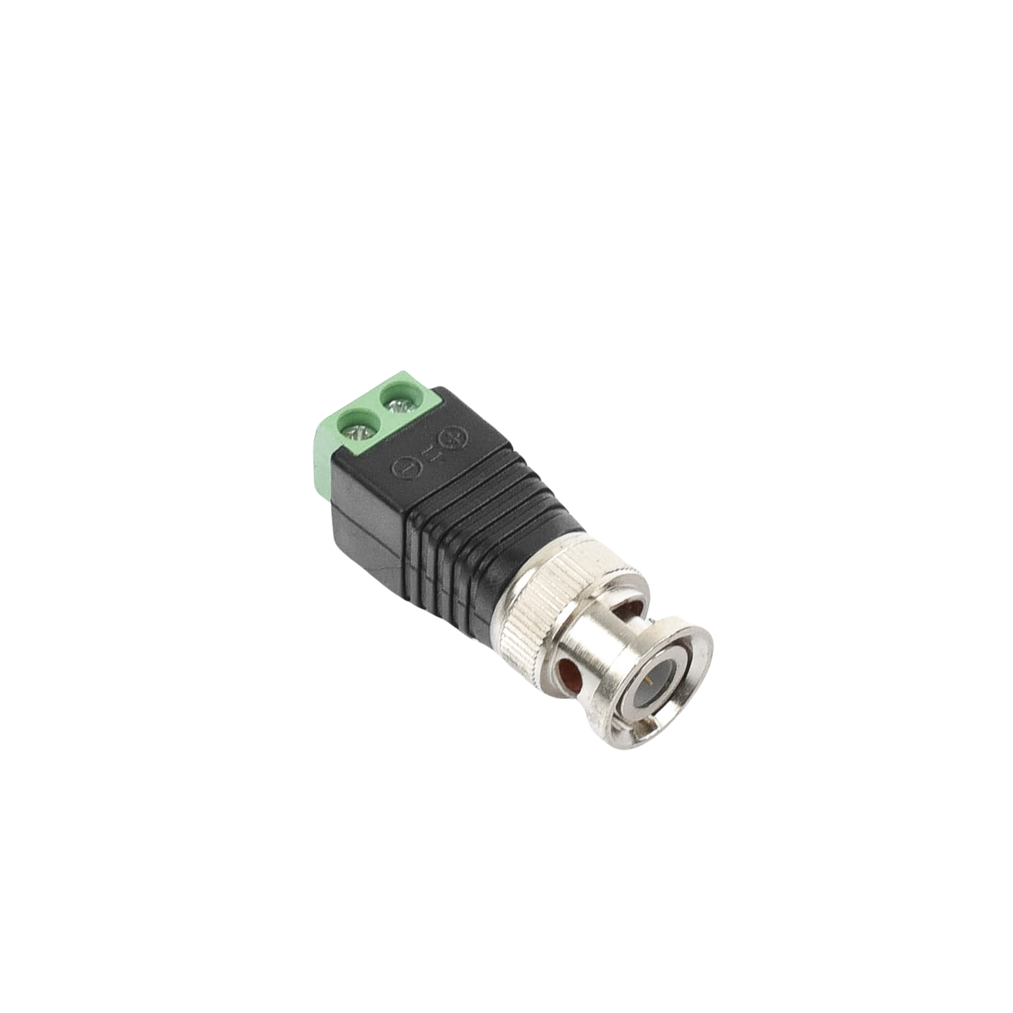 Adaptador de conector BNC macho a 2 terminales-tornillo para cables AWG-26-14, en aplicaciones CCTV, Níquel/ Oro/ PTFE y PVC TT-RG-17 - SILYMX
