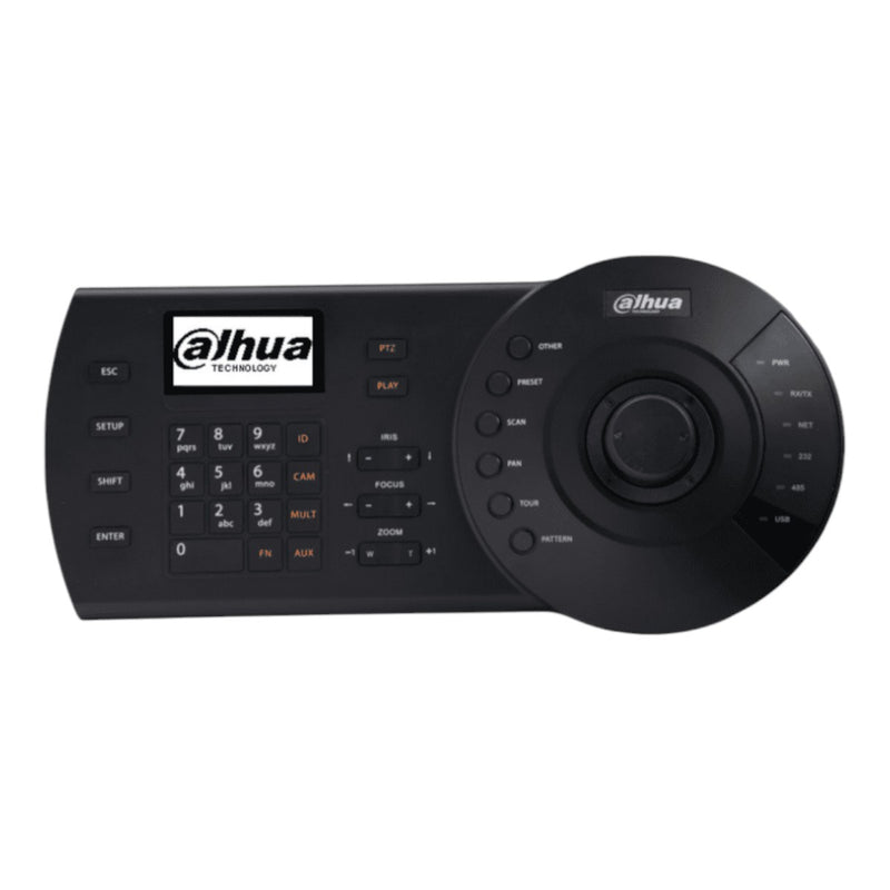 Teclado Controlador IP con Joystick para PTZs Analogicas e IP Control de DVRs y NVRs Pantalla LCD RJ-45 RS232 Pelco D & P DHI-NKB1000-E - SILYMX