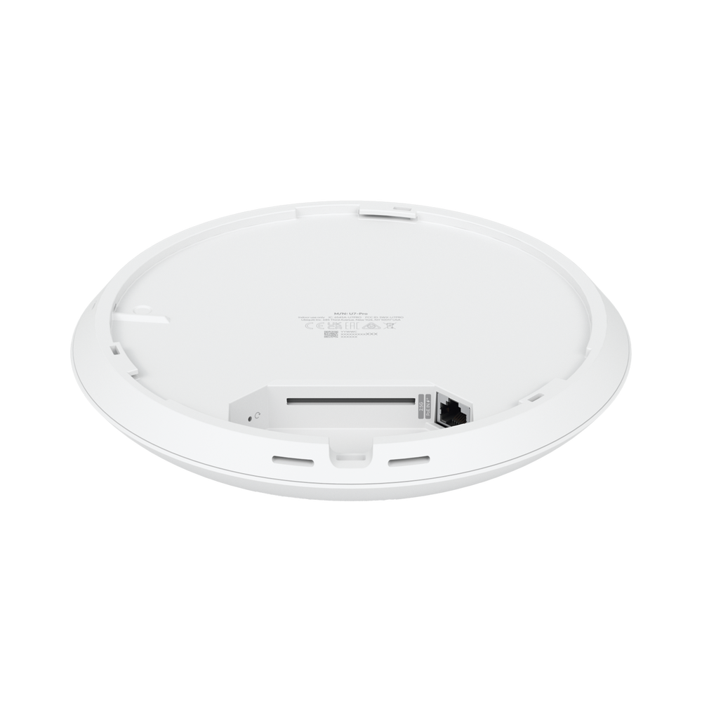 Access Point UniFi WiFi 7 Pro 6 GHz para interior en techo 6 streams totales MU-MIMO 2x2 cada banda tribanda puerto 2.5 GBE NO incluye POE U7-PRO - SILYMX