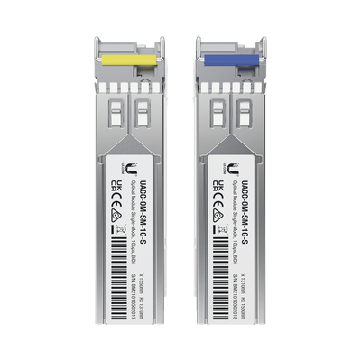UBIQUITIUACC-OM-SM-1G-S-2UFiber Módulo SFP, transceptor MiniGibic MonoModo 1.25 Gbps, distancia 3km, Simplex, un conector LC, incluye 2 tranceptores - SILYMX