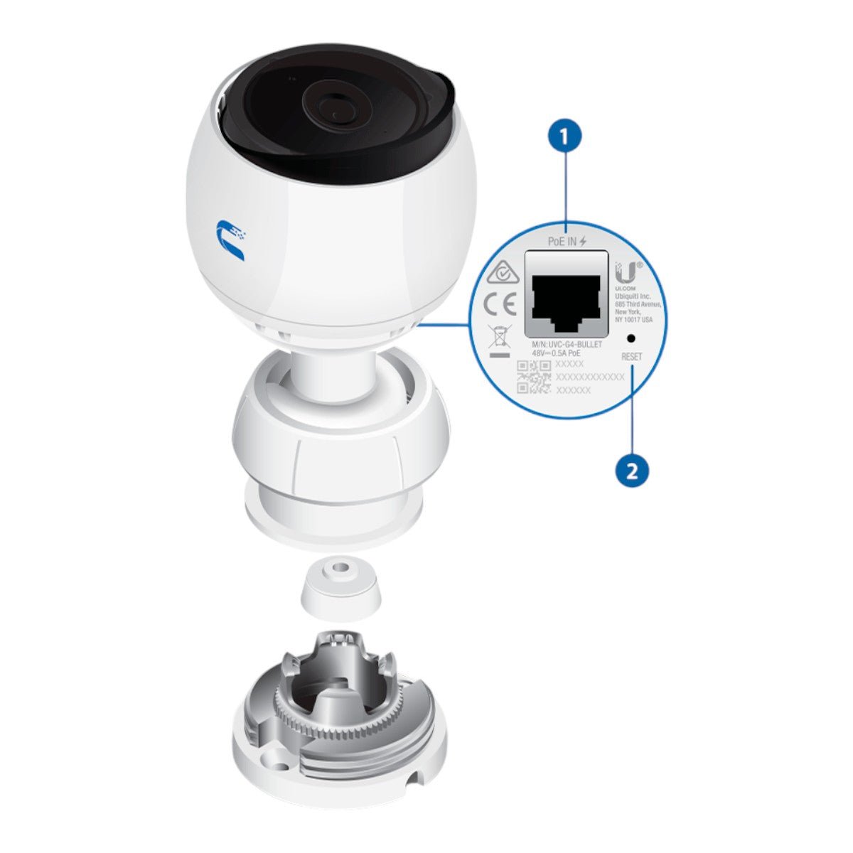 Cámara IP bullet para exterior 4 MP Lente fijo Iluminadores IR 9 mts Micrófono integrado Detección de eventos IA UVC-G4-BULLET - SILYMX