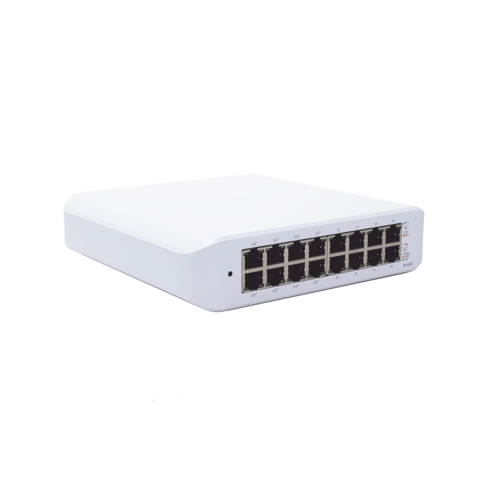 Switch UniFi Lite Administrable PoE de 16 Puertos 10/100/1000 Mbps (8 puertos 802.3af/at) 45 W USW-LITE-16-POE - SILYMX