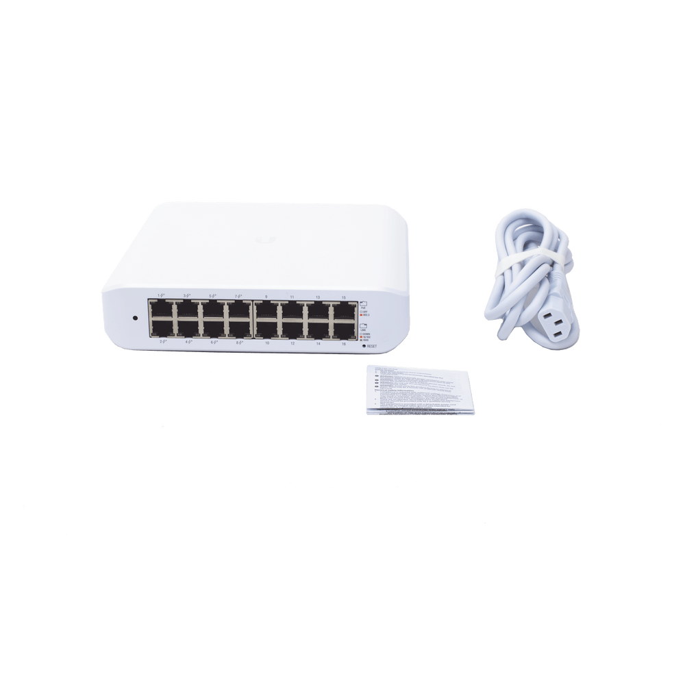 Switch UniFi Lite Administrable PoE de 16 Puertos 10/100/1000 Mbps (8 puertos 802.3af/at) 45 W USW-LITE-16-POE - SILYMX
