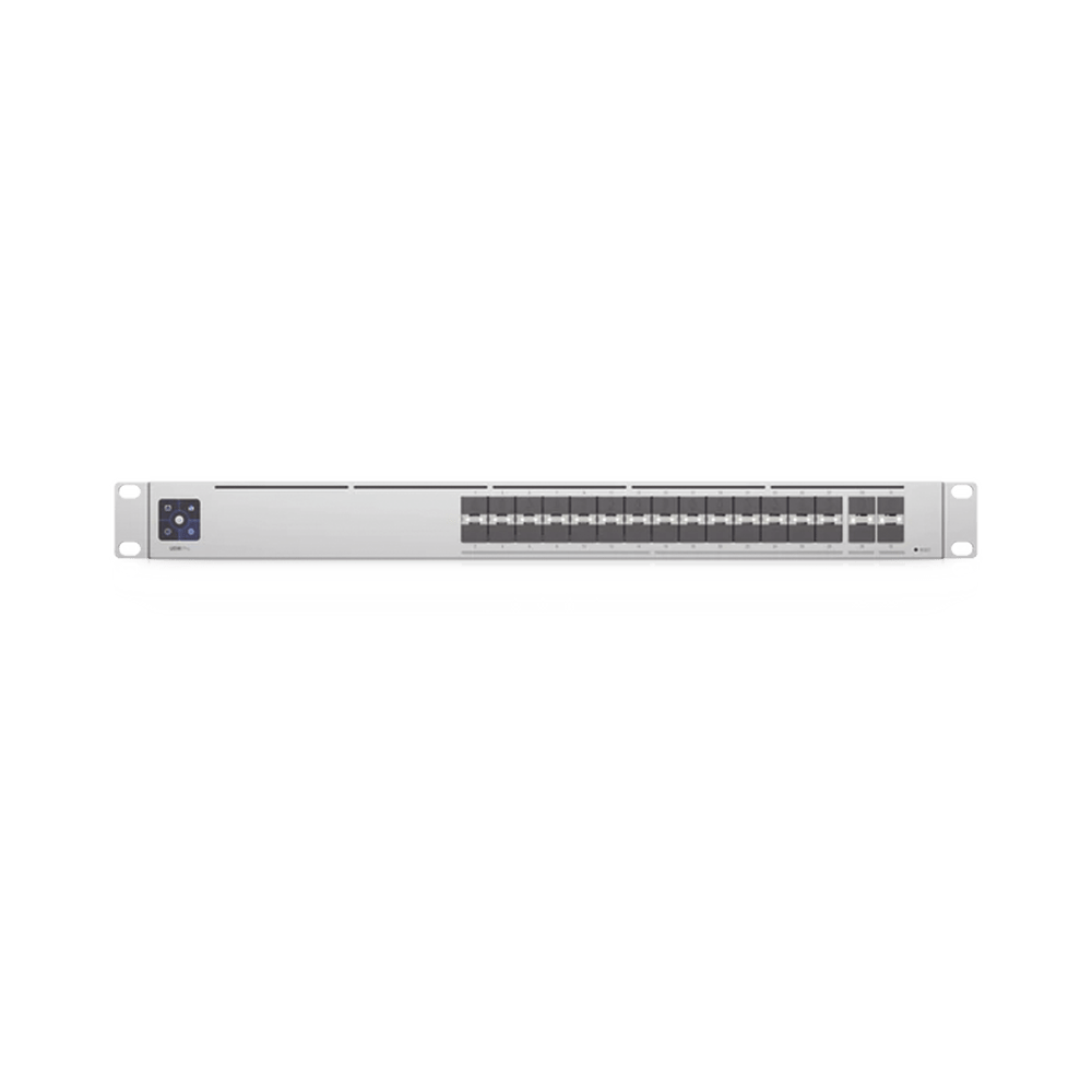 UniFi Switch PRO Aggregation Capa 3 para fibra óptica con 28 puertos SFP+ (10G) y 4 puertos SFP28 (25G) pantalla informativa USW-PRO-AGGREGATION - SILYMX