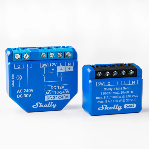 Mini Relevador Inalambrico Inteligente WiFi 1 Salida Contacto Seco 16A Compatible Alexa Google Home Shelly SHELLY1MINIGEN3X2