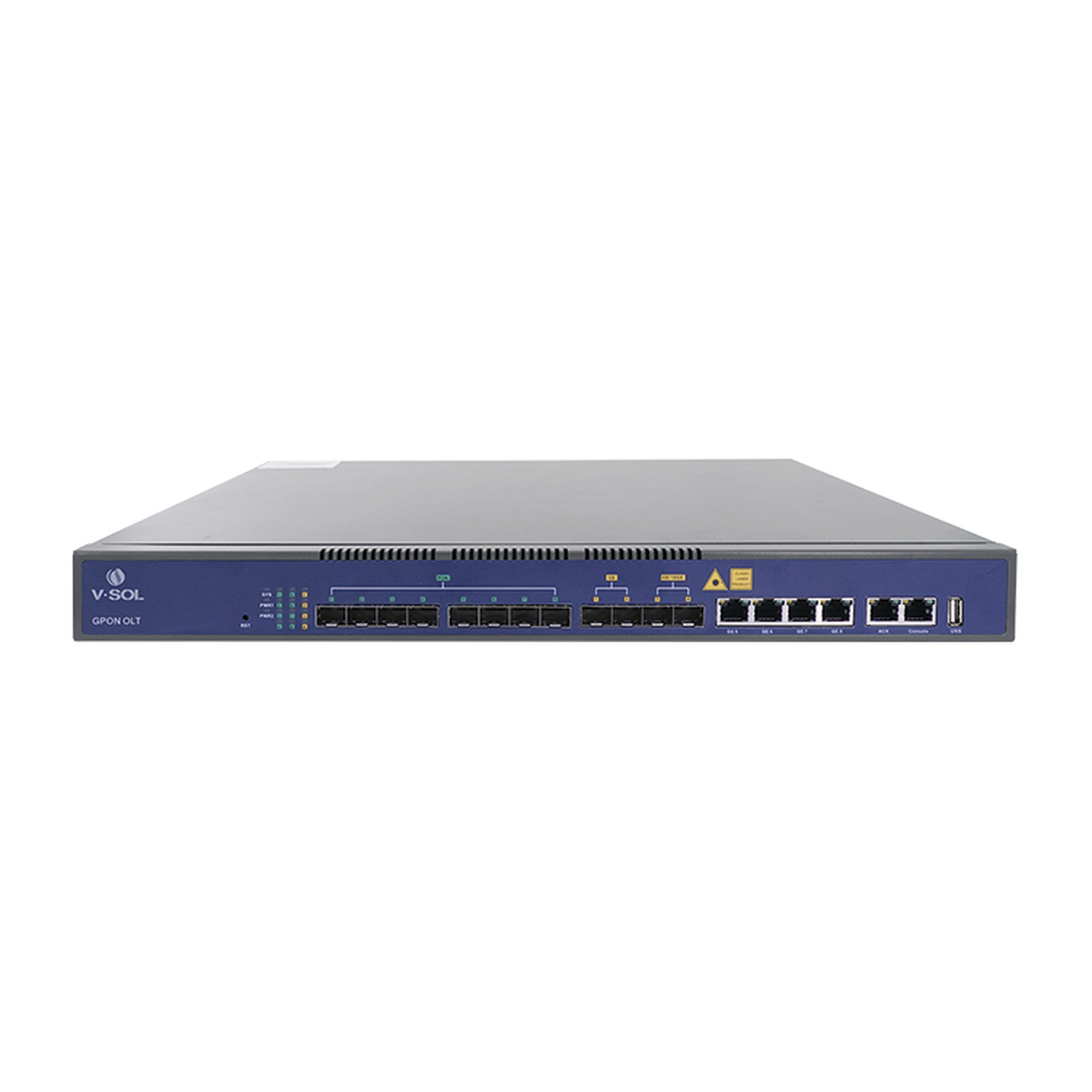 OLT de 8 puertos GPON con 8 puertos Uplink (4 puertos Gigabit Ethernet + 2 puertos SFP + 2 puertos SFP+) hasta 1,024 ONUs V-SOL V1600G-1B