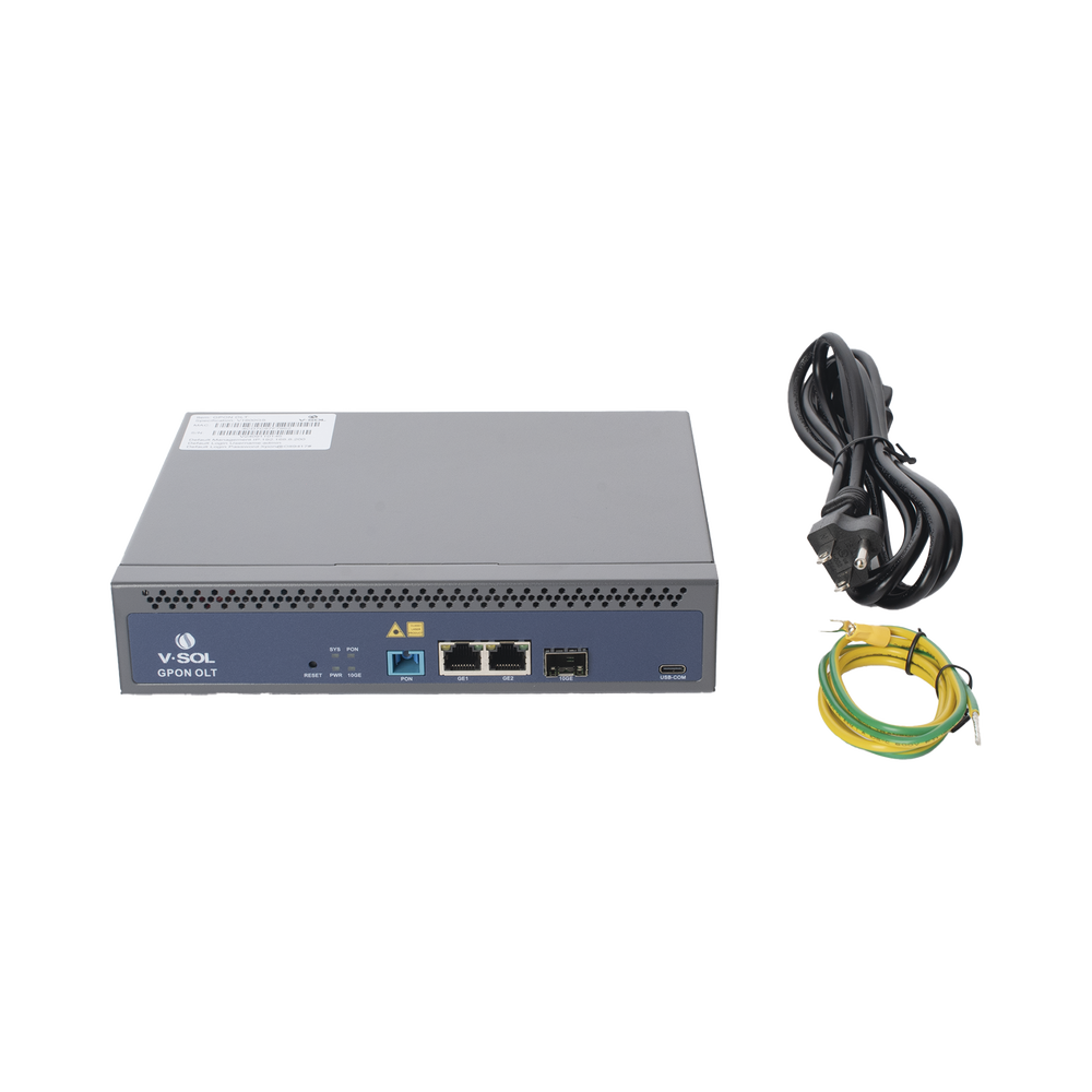 OLT de 1 puerto GPON SC/UPC + 3 puertos Uplink 2 puertos Gigabit Ethernet + 1 puerto SFP/SFP+ Fuente de alimentación redundante AC/DC hasta 128 ONUS V1600-GS - SILYMX