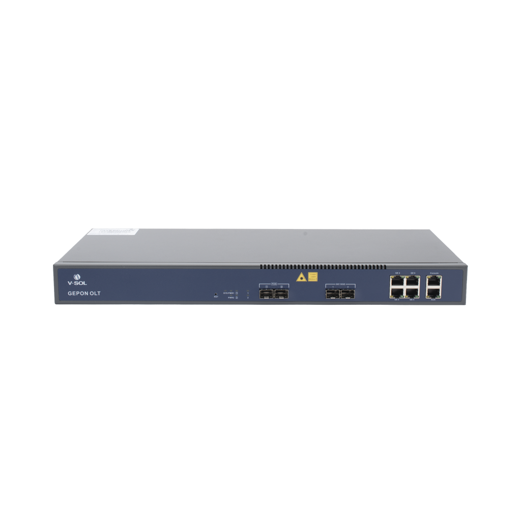 OLT de 2 puertos EPON con 6 puertos Uplink (4 puertos Gigabit Ethernet + 2 puertos Gigabit Ethernet SFP/SFP+) hasta 128 ONUS V-SOL V1601E02-DP